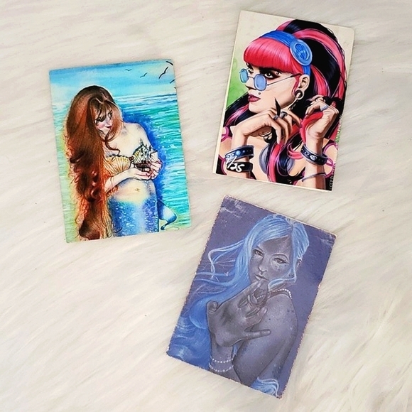 Y2K Miniature Art Prints Punk Rock Woman Mermaids Numbered Hand Signed 2010 - Picture 1 of 12